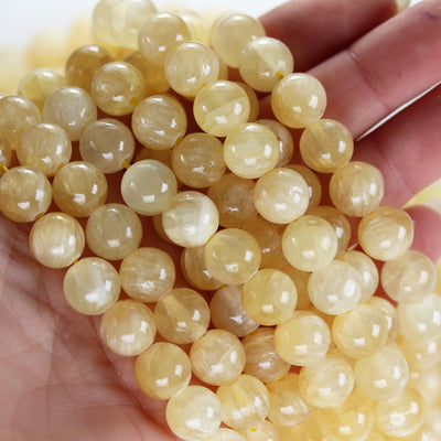 Natural Honey Yellow Calcite, 10mm round gemstone, one full strand 40 beads , gemstone beads, 16", 1mm hole