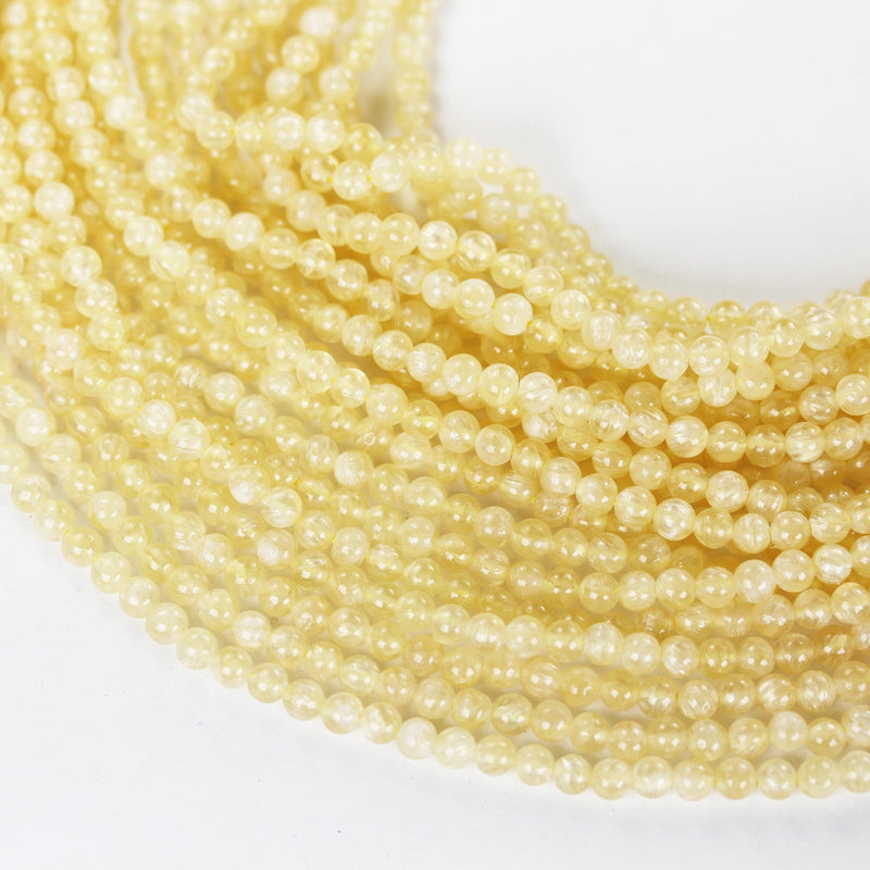 Natural Honey Yellow Calcite, 4mm round gemstone, one full strand 90 beads , gemstone beads, 16", 0.6mm hole