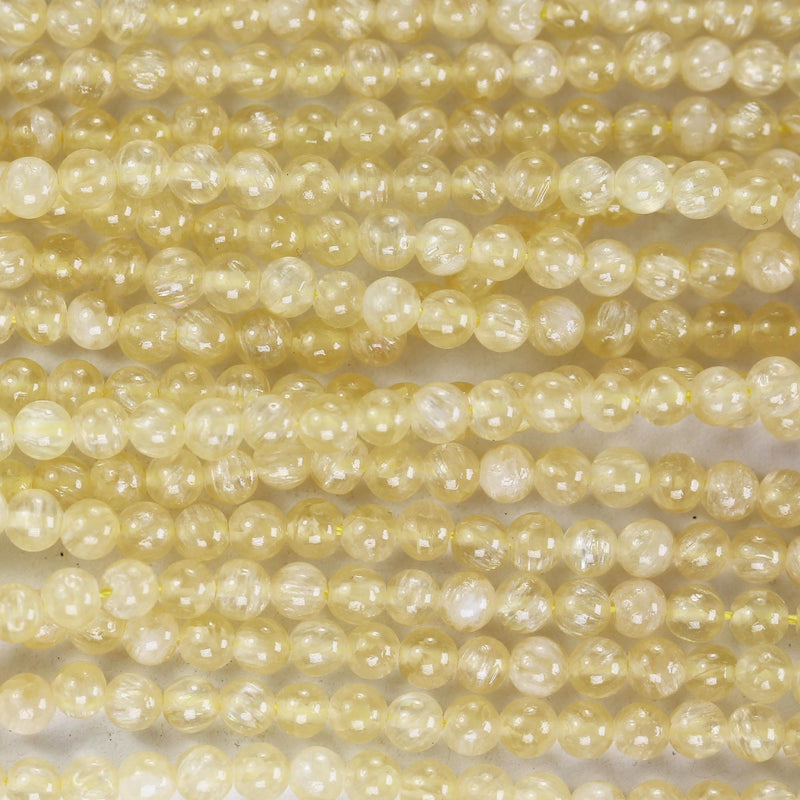 Natural Honey Yellow Calcite, 4mm round gemstone, one full strand 90 beads , gemstone beads, 16", 0.6mm hole