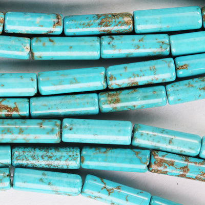 Turquoise, 13*4mm Tube Beads, 15.5 inch, gemstone strand, blue & brown color, about 30 pcs