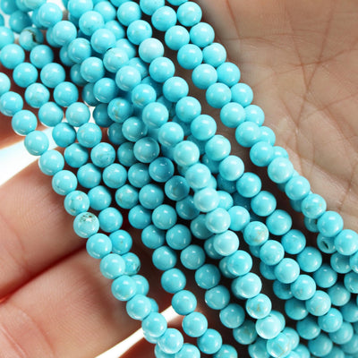 Turquoise, 4mm round , 15.5 inch, gemstone strand, blue &brown color, about 90 pcs