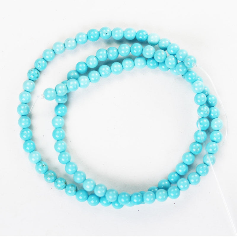 Turquoise, 4mm round , 15.5 inch, gemstone strand, blue &brown color, about 90 pcs