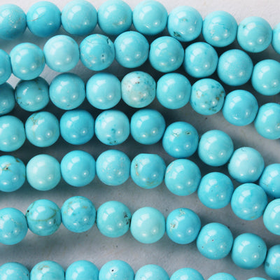 Turquoise, 4mm round , 15.5 inch, gemstone strand, blue &brown color, about 90 pcs