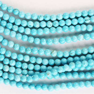 Turquoise, 4mm round , 15.5 inch, gemstone strand, blue &brown color, about 90 pcs