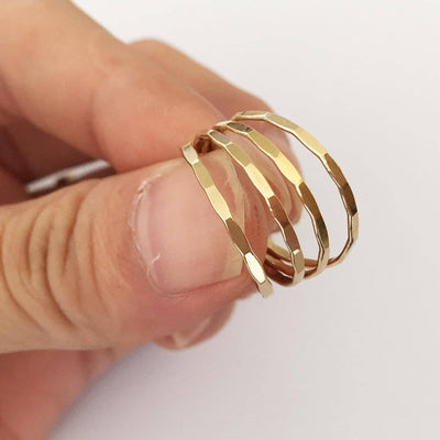 14k gold filled ring , band ring, size 5-9, 1.5mm thick faceted