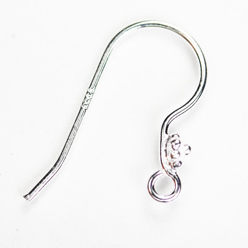 Earring findings 4pcs 925 sterling silver jewellery findings earwire,10mm flat fishhook with 4mm flower, 18 Gauge