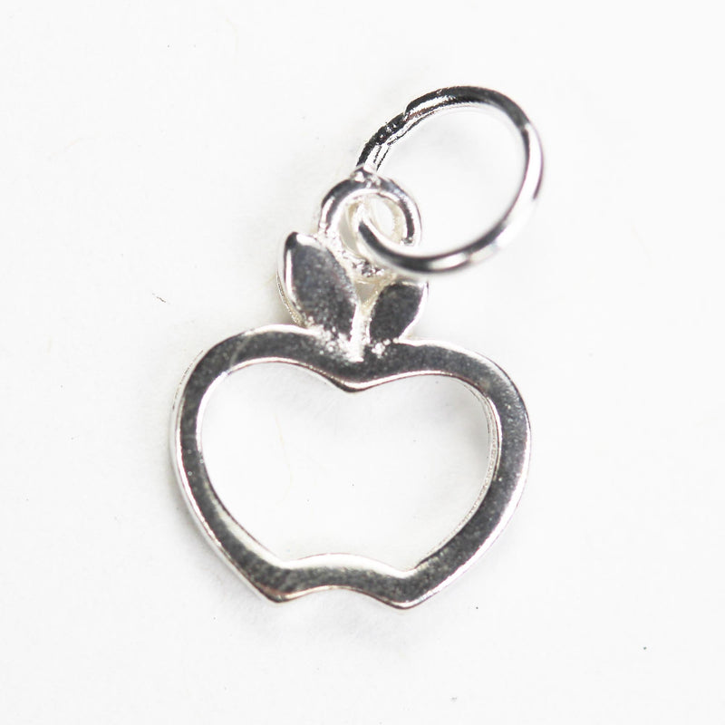 Jewelry charms 4pcs 925 sterling silver jewellery findings charm beads , 9mm apple charm, 6mm ring