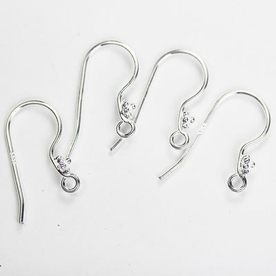 Earring findings 4pcs 925 sterling silver jewellery findings earwire,10mm flat fishhook with 4mm flower, 18 Gauge