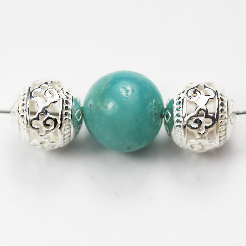 Round beads 2pcs  8mm 925 sterling silver jewellery findings filigree ball beads ,8mm round, hole1mm