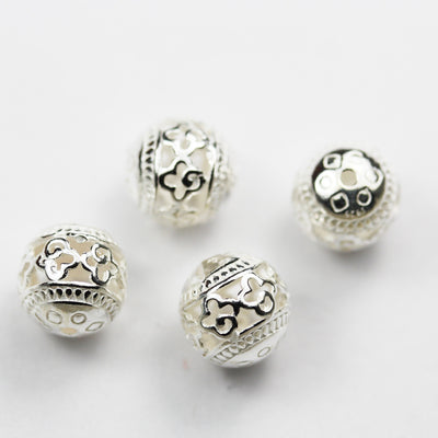 Round beads 2pcs  8mm 925 sterling silver jewellery findings filigree ball beads ,8mm round, hole1mm