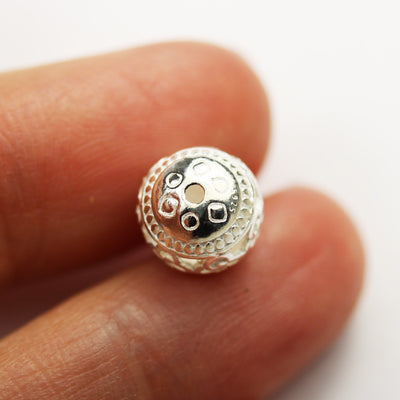 Round beads 2pcs  8mm 925 sterling silver jewellery findings filigree ball beads ,8mm round, hole1mm