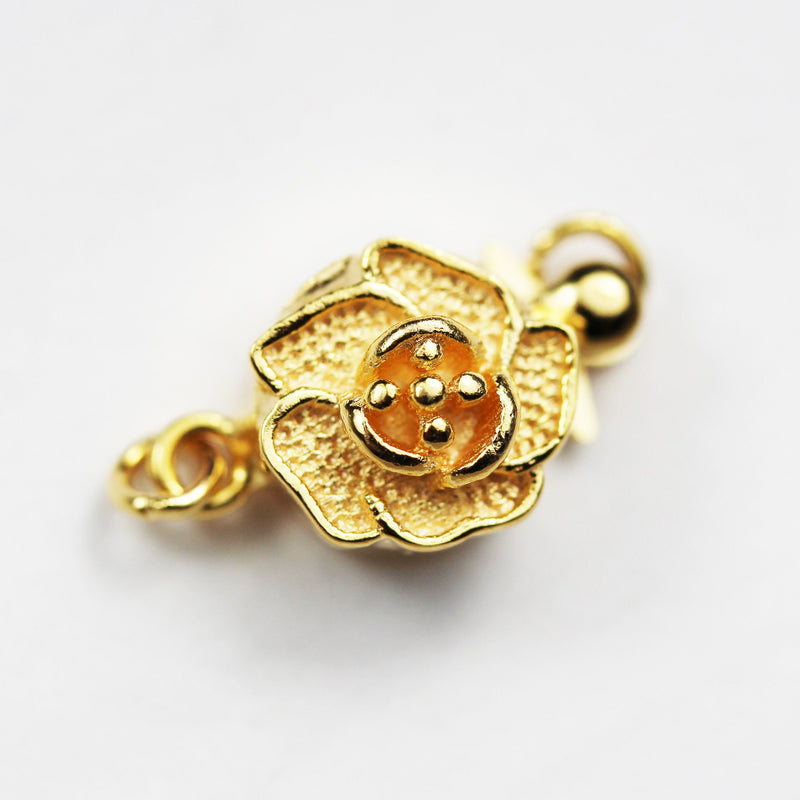 Gold Vermeil Style  1pc 18k gold vermeil on 925s.silver jewellery findings Flower Box Clasp,15*9mm