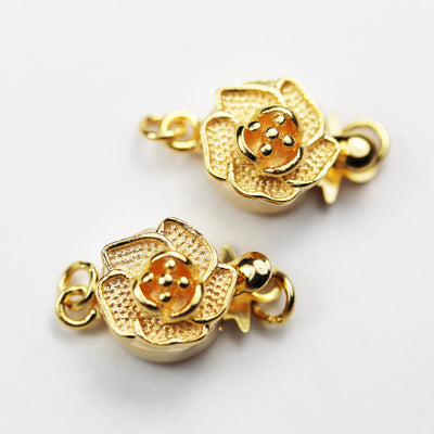 Gold Vermeil Style  1pc 18k gold vermeil on 925s.silver jewellery findings Flower Box Clasp,15*9mm