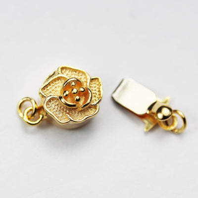 Gold Vermeil Style  1pc 18k gold vermeil on 925s.silver jewellery findings Flower Box Clasp,15*9mm