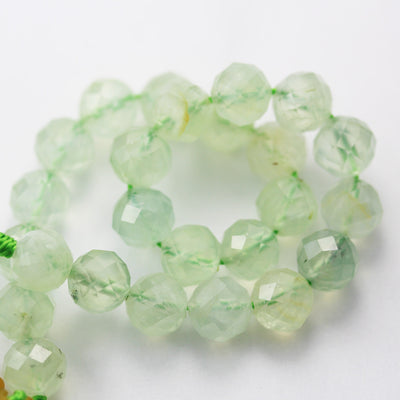 Natural Prehnite, 6mm Faceted round Gemstone Beads ,7.5 ", 1mm hole, about 32beads