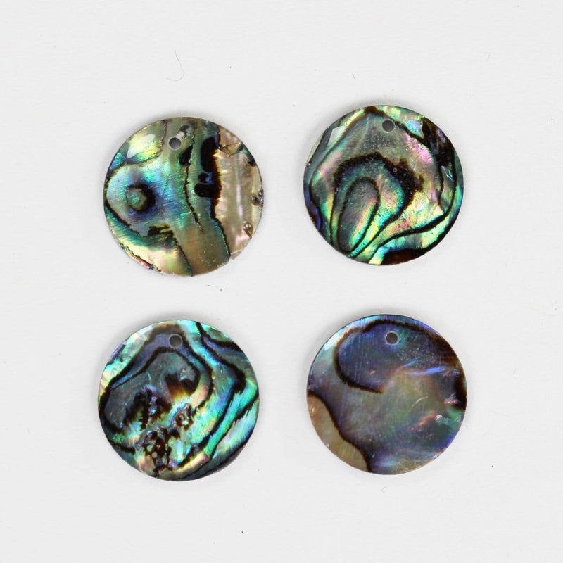 2pcs Natural Abalone Shell, Round Shape Bead / Pendant / Charm , Size 16mm, 1mm hole