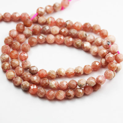 Rhodochrosite, 3mm faceted round gemstone strand, one full strand beads , about 110 beads , 0.6mm hole