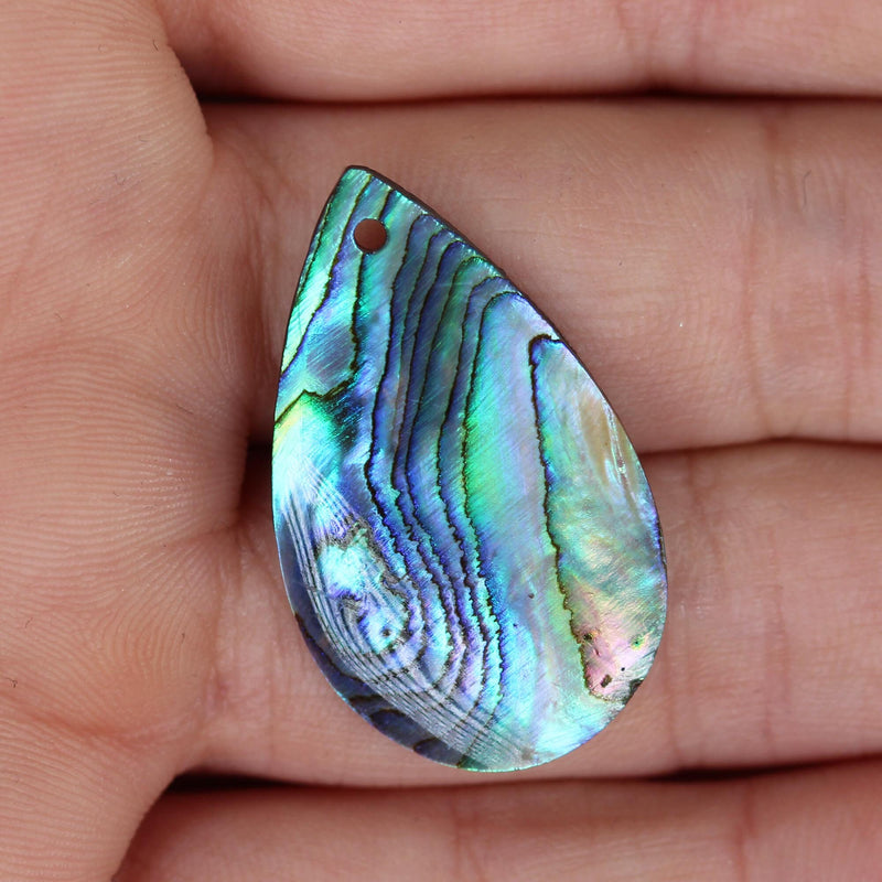 2pcs Natural Abalone Shell Pendant, Teardrop Shape top drilled, size 18mm*30mm, 1mm hole