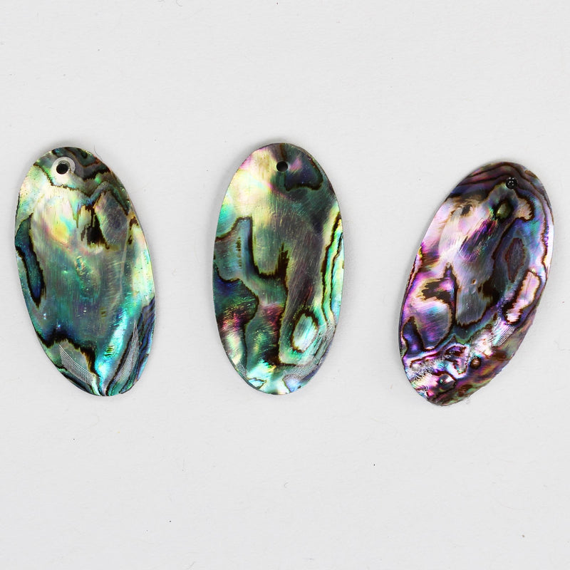 2pcs Natural Abalone Shell Pendant, Oval Shape top drilled, size 16mm*30mm, 1mm hole