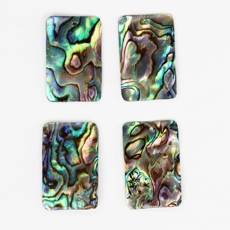 2pcs Natural Abalone Shell Pendant, Rectangular Shape top drilled, size 18mm*28mm, 1mm hole