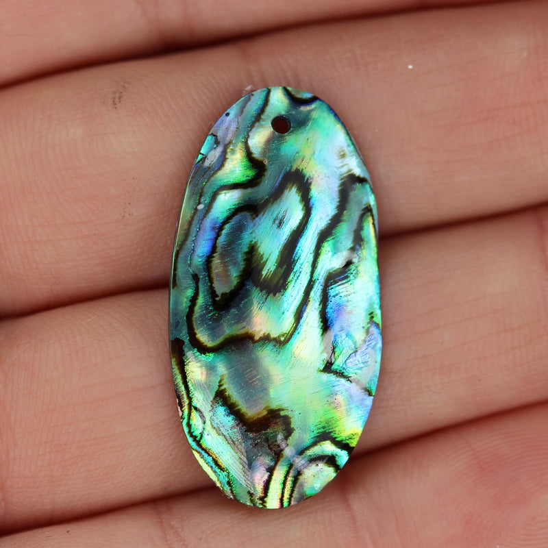 2pcs Natural Abalone Shell Pendant, Oval Shape top drilled, size 16mm*30mm, 1mm hole