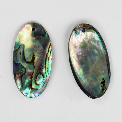 2pcs Natural Abalone Shell Pendant, Oval Shape top drilled, size 16mm*30mm, 1mm hole