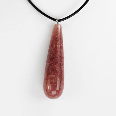 1 pc Strawberry Quartz 15*60mm Gemstone Acupressure Wand Pendant with Silver Plated Loop Bail