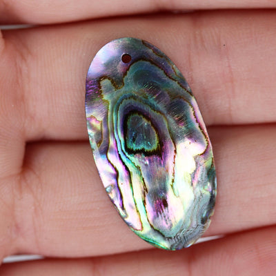 2pcs Natural Abalone Shell Pendant, Oval Shape top drilled, size 16mm*30mm, 1mm hole