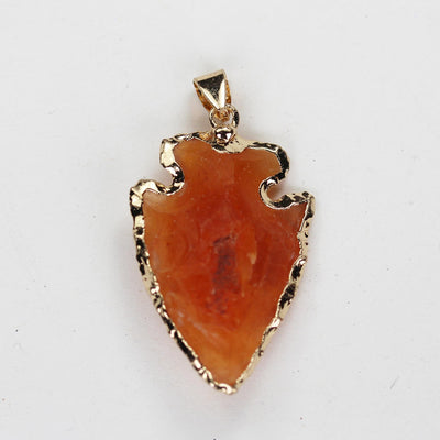 1pc Matte Carnelian Arrowhead Gold Plated Gemstone Pendant with Bail, size 20-23mm*33-40mm