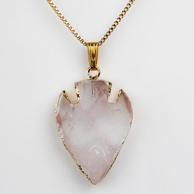 1pc Clear Quartz Arrowhead Gold Plated Gemstone Pendant Flat & Polished with Bail, size 20-30mm*30-40mm