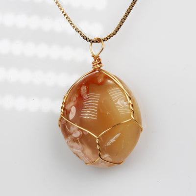 2pcs Sakura (Cherry Blossom) Agate Tumbled Freeform Gemstone, Gold Plated Wire Wrapped Pendant, size 10-25mm*25-50mm