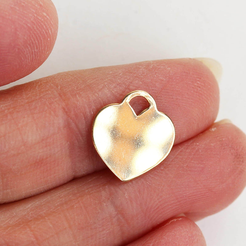 1pc 14k Gold Filled Heart Charm/Pendant/Beads, 12mm, 2mm hole Heart Charm