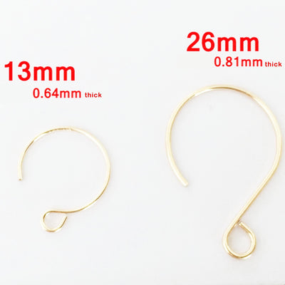 4pcs 14k Gold Filled French Earrings  Jewellery Findings Earwire, 13mm Fishhook  , Earring Hook 22gauge thick