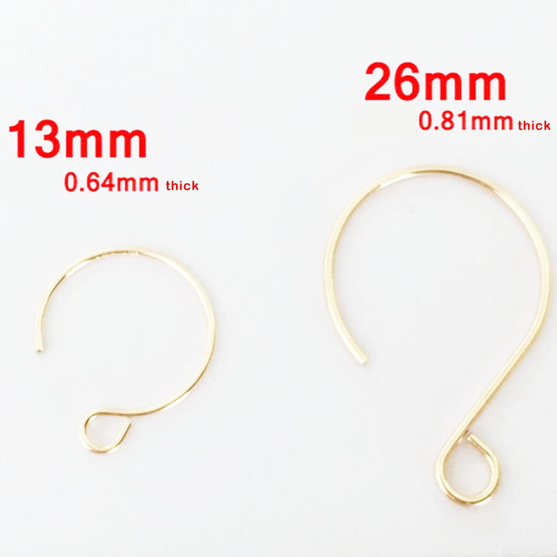 4pcs 14k Gold Filled French Earrings  Jewellery Findings Earwire, 13mm Fishhook  , Earring Hook 22gauge thick