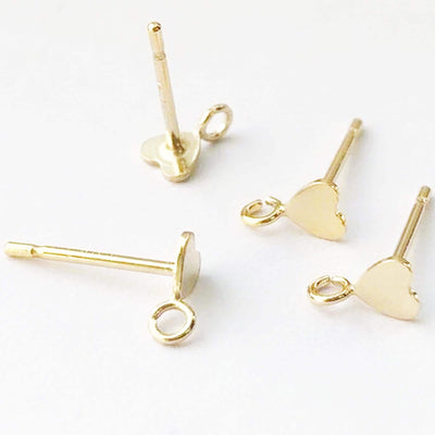 Earring Findings 1 pair 14k Gold Filled Jewellery Making Findings Earstud Earring Post , Round/Heart/Square