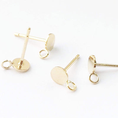 Earring Findings 1 pair 14k Gold Filled Jewellery Making Findings Earstud Earring Post , Round/Heart/Square