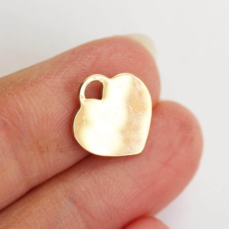 1pc 14k Gold Filled Heart Charm/Pendant/Beads, 12mm, 2mm hole Heart Charm