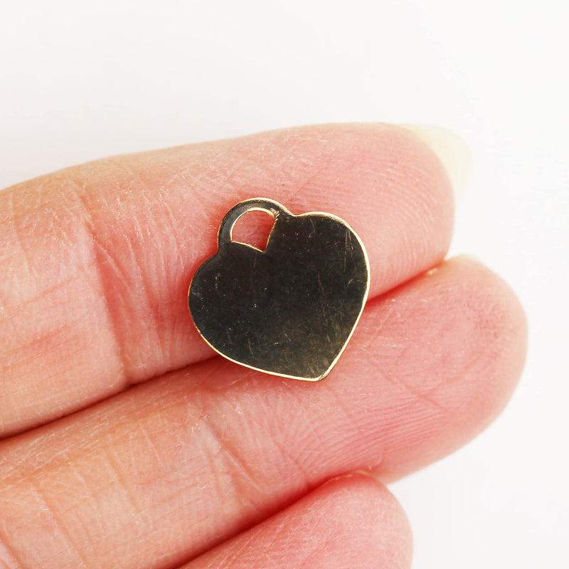 1pc 14k Gold Filled Heart Charm/Pendant/Beads, 12mm, 2mm hole Heart Charm