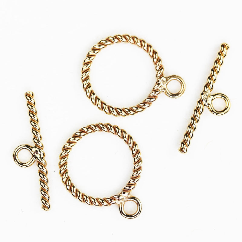 Toggle clasp 14k gold filled jewelry making findings , 1 set 9mm or 11mm circle