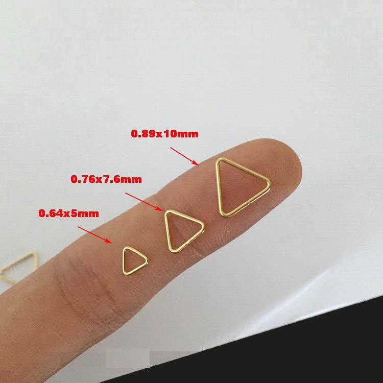 14k Gold Filled 5mm/7.5mm/ 10mm Open and Closed Triangle Wire Charm Beads Jewellery Findings Charm / Pendant