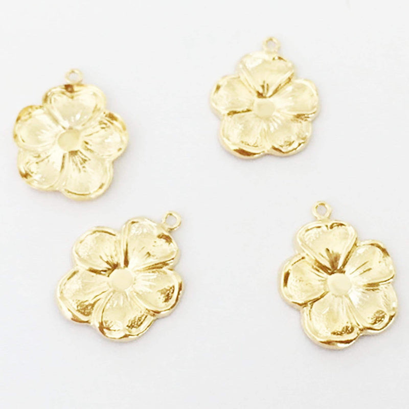 14k Gold Filled 1pc of 11*12 mm Flower Charm Beads Jewellery Findings Charm / Pendant, One Side Flower Charm, 1mm hole