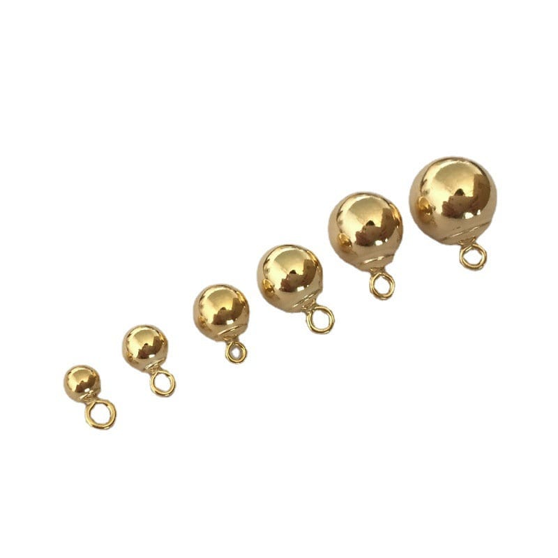 14k gold filled 2pcs jewellery making findings charm beads,3/4mm Ball with ring 0.5*2.4mm,1mm hole