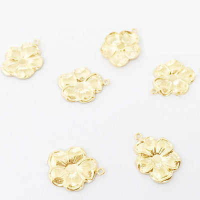 14k Gold Filled 1pc of 11*12 mm Flower Charm Beads Jewellery Findings Charm / Pendant, One Side Flower Charm, 1mm hole