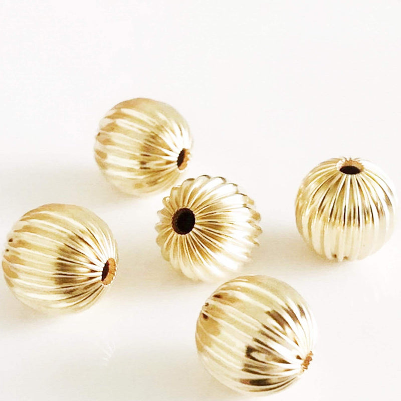 14k Gold Filled Corrugated Straight Round Spacer Beads 2/3/4/5/6/8mm Jewellery Findings Round Ball Beads