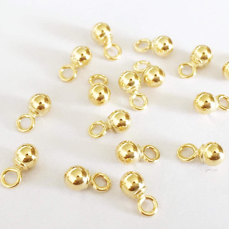 14k gold filled 2pcs jewellery making findings charm beads,3/4mm Ball with ring 0.5*2.4mm,1mm hole