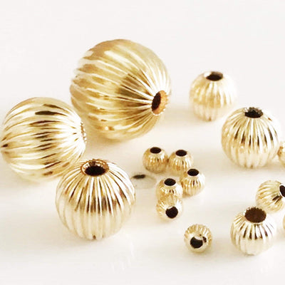 14k Gold Filled Corrugated Straight Round Spacer Beads 2/3/4/5/6/8mm Jewellery Findings Round Ball Beads