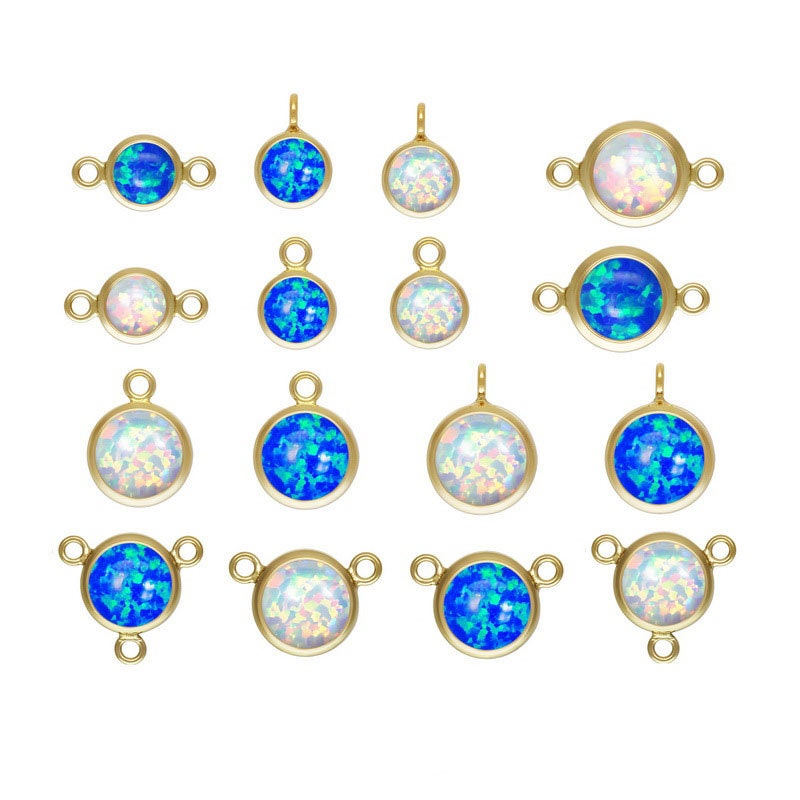 14K Gold Filled Jewellery Making Findings Charm/Pendant Beads, 4/6mm Opalite, with Ring 0.5*2.4mm,1.4mm hole