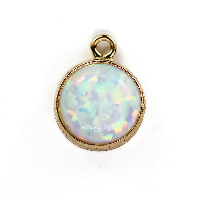 14K Gold Filled Jewellery Making Findings Charm/Pendant Beads, 4/6mm Opalite, with Ring 0.5*2.4mm,1.4mm hole