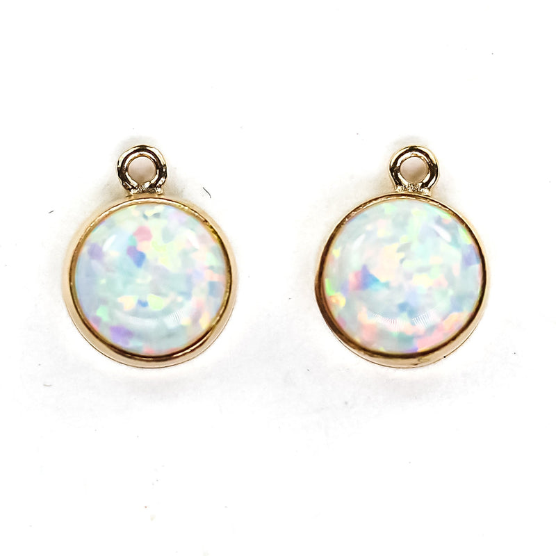 14K Gold Filled Jewellery Making Findings Charm/Pendant Beads, 4/6mm Opalite, with Ring 0.5*2.4mm,1.4mm hole