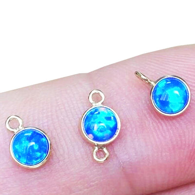 14K Gold Filled Jewellery Making Findings Charm/Pendant Beads, 4/6mm Opalite, with Ring 0.5*2.4mm,1.4mm hole